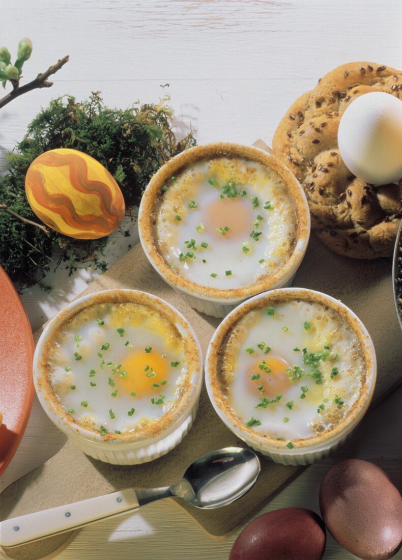 Eggs with cheese in small moulds