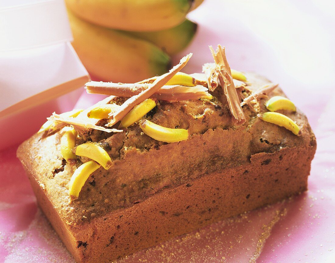 Banana bread with chocolate curls