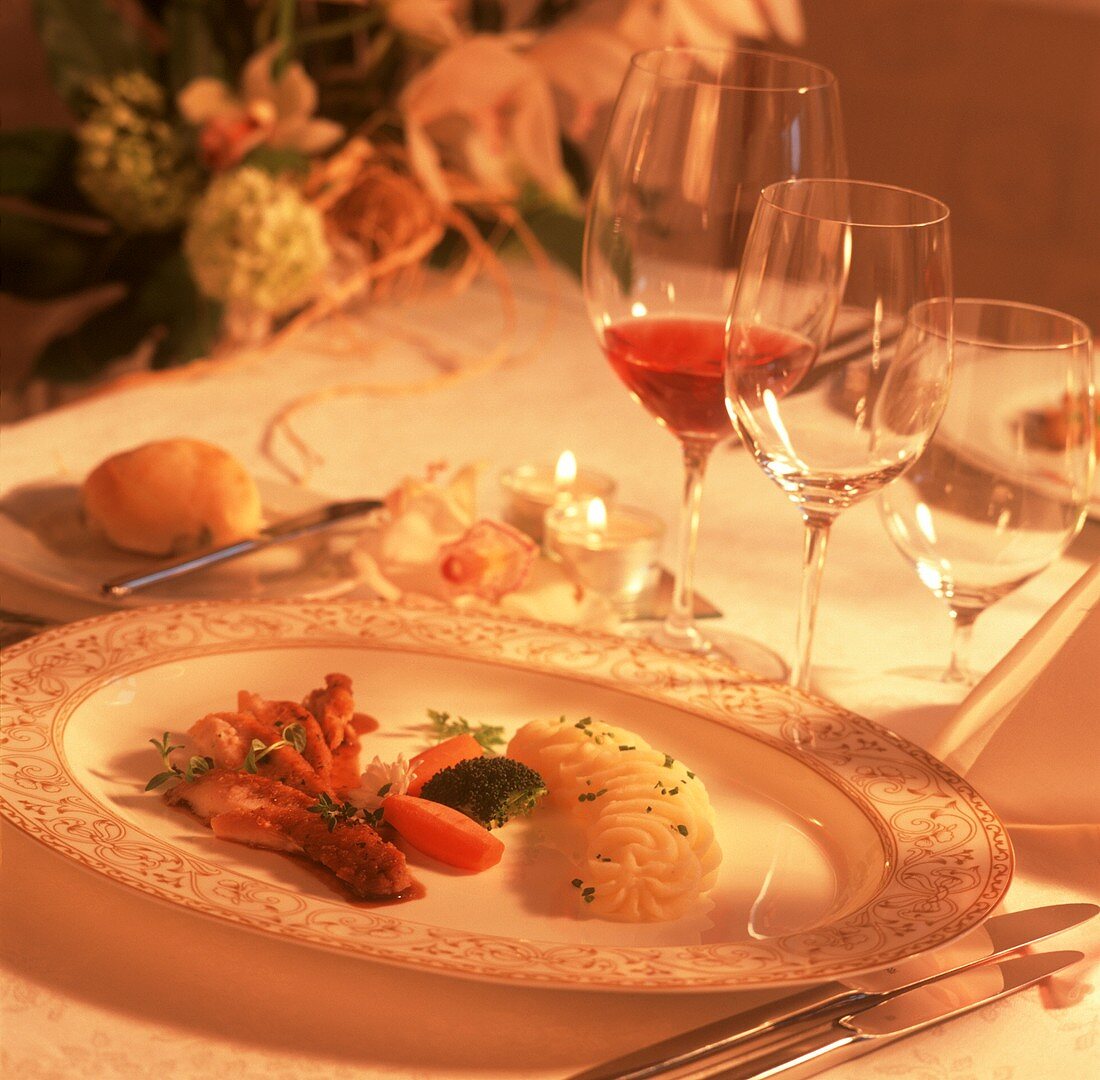 Romantic table with wine and candles