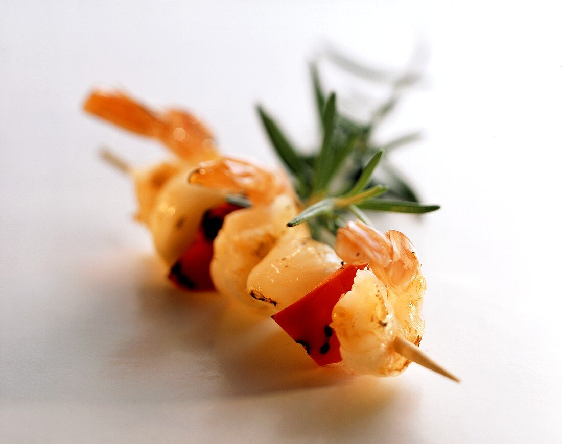 Shrimp and vegetable kebab with rosemary