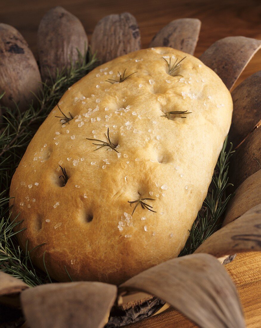 Focaccia (bread with rosemary), Tuscany, Italy
