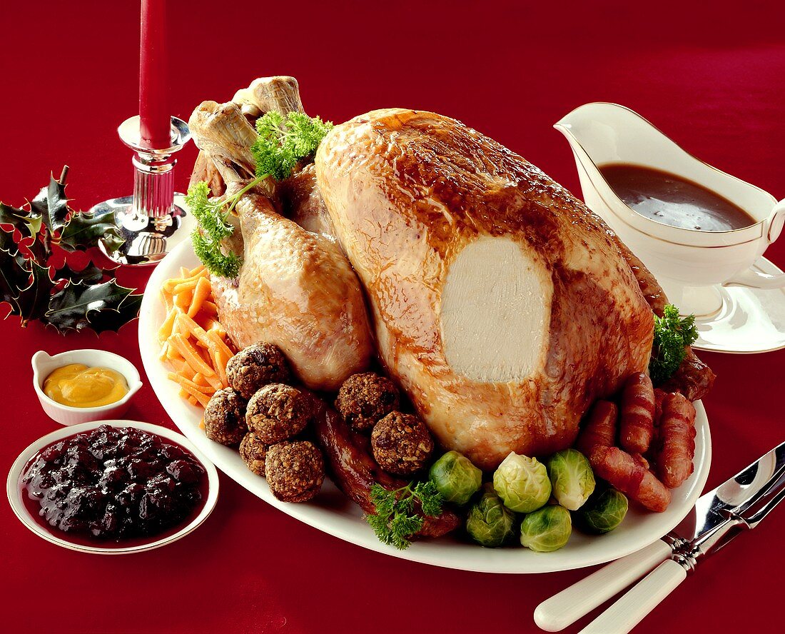 Roast turkey with Brussels sprouts