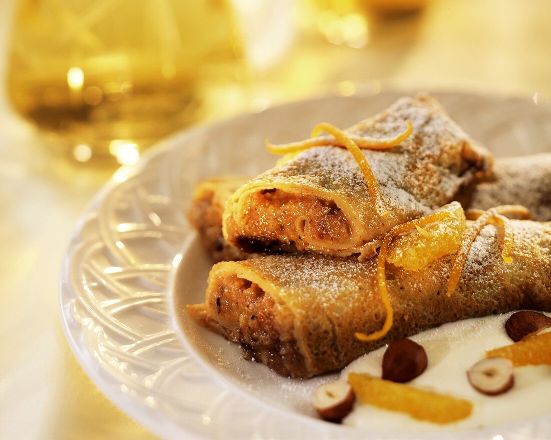 Austrian filled pancakes with nut filling