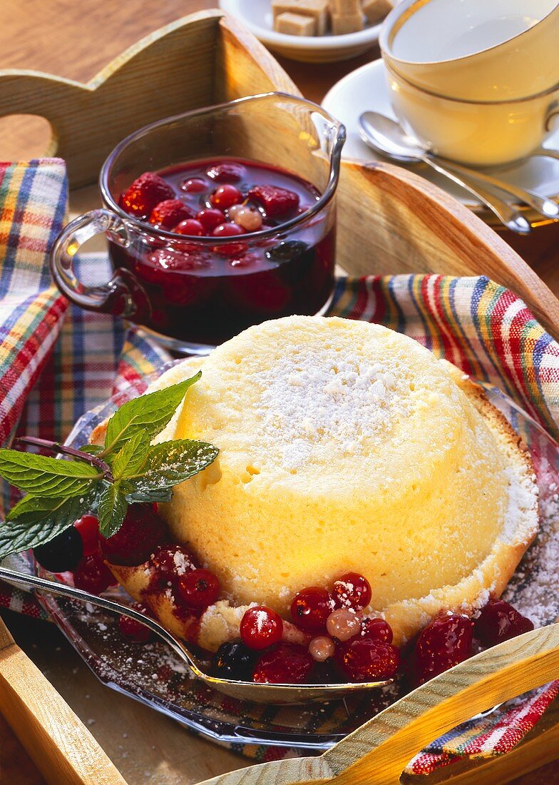 Quark souffle with berry compote