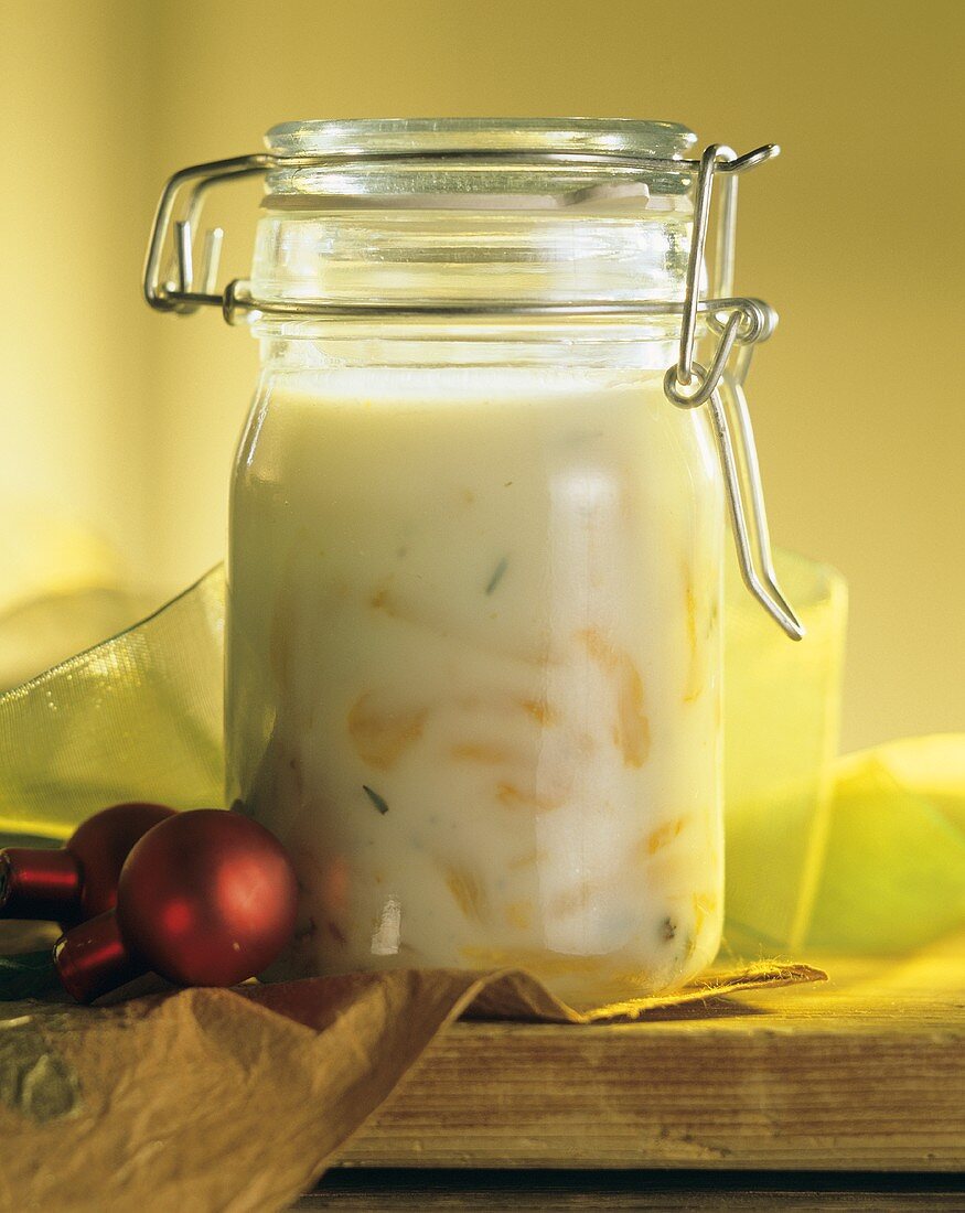 Peppery apricot lard in preserving jar