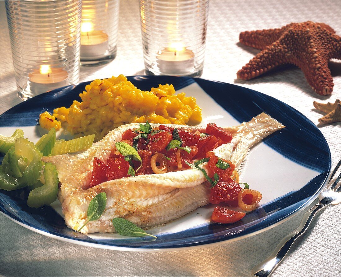 Sole with tomato and vegetable stuffing