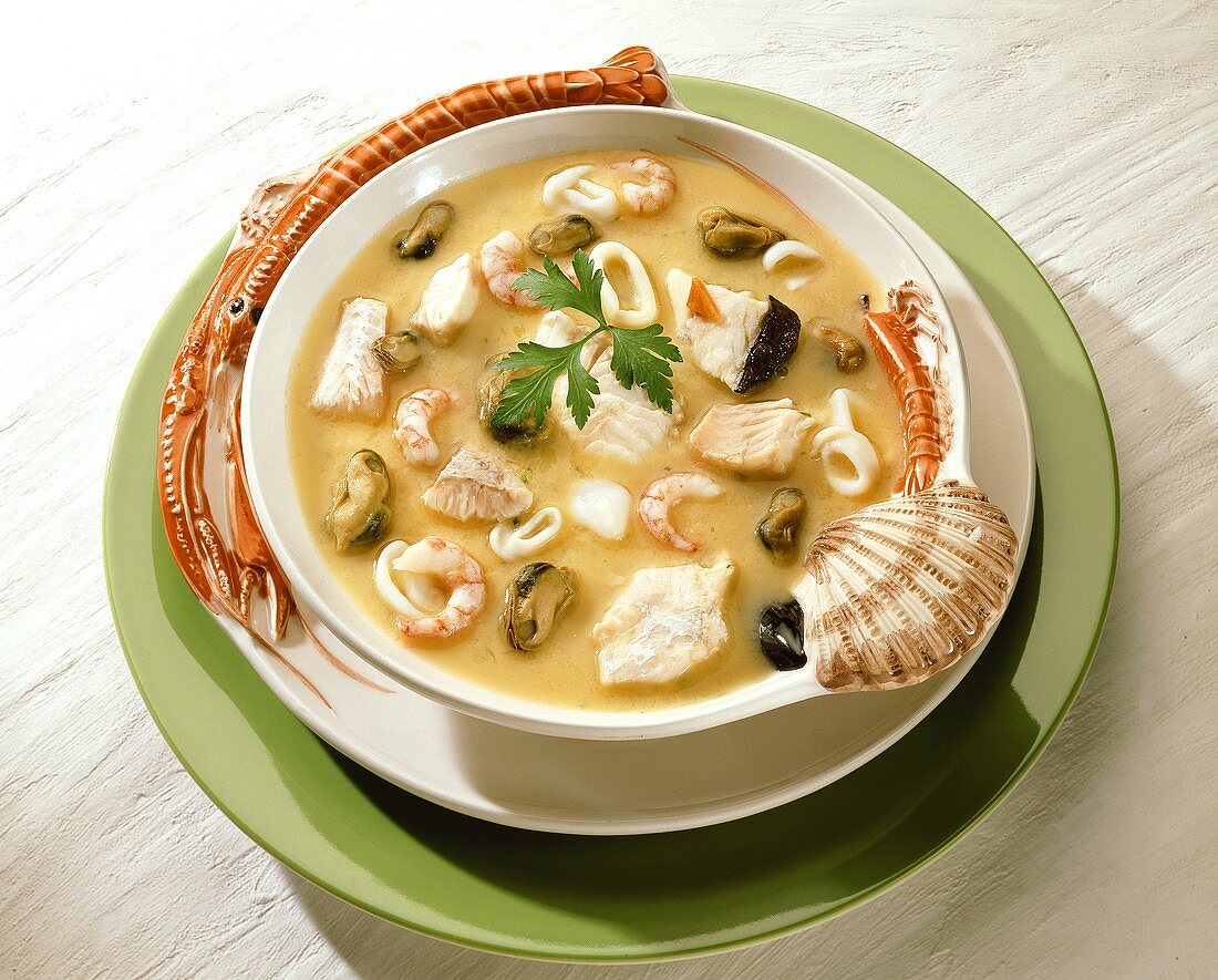 Fish soup with various fish and shellfish