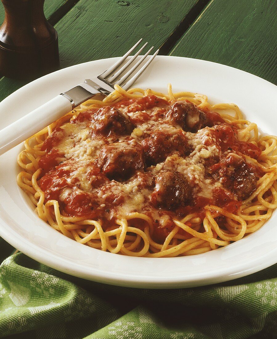 Spaghetti and Meatball Parmagiana