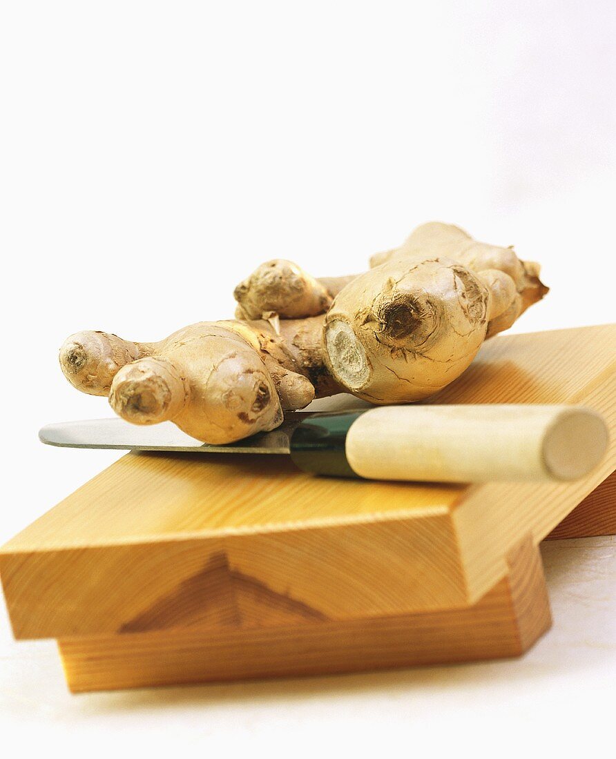 Ginger Root on a Cutting Board