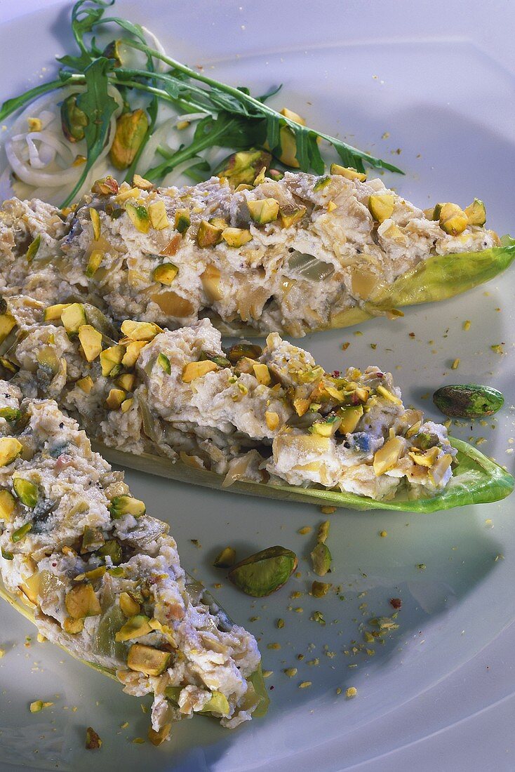 Chicory with artichoke and pistachio stuffing