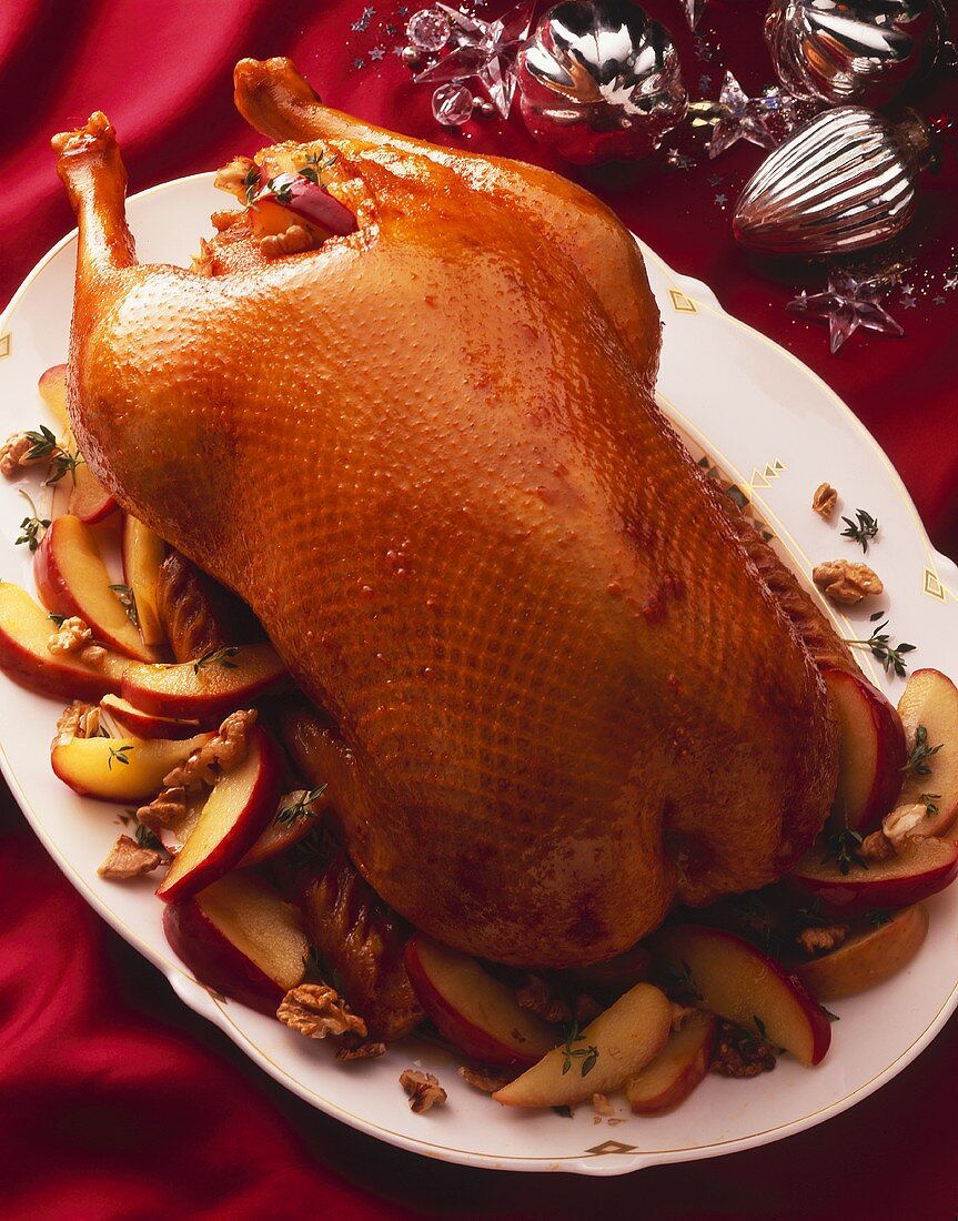 Goose with apple and nut stuffing