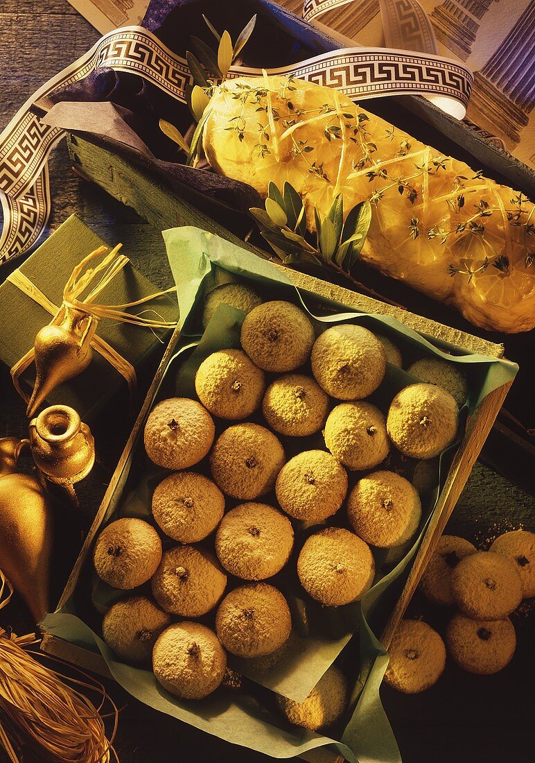 Christmas in Greece; turkey roll and spiced biscuits