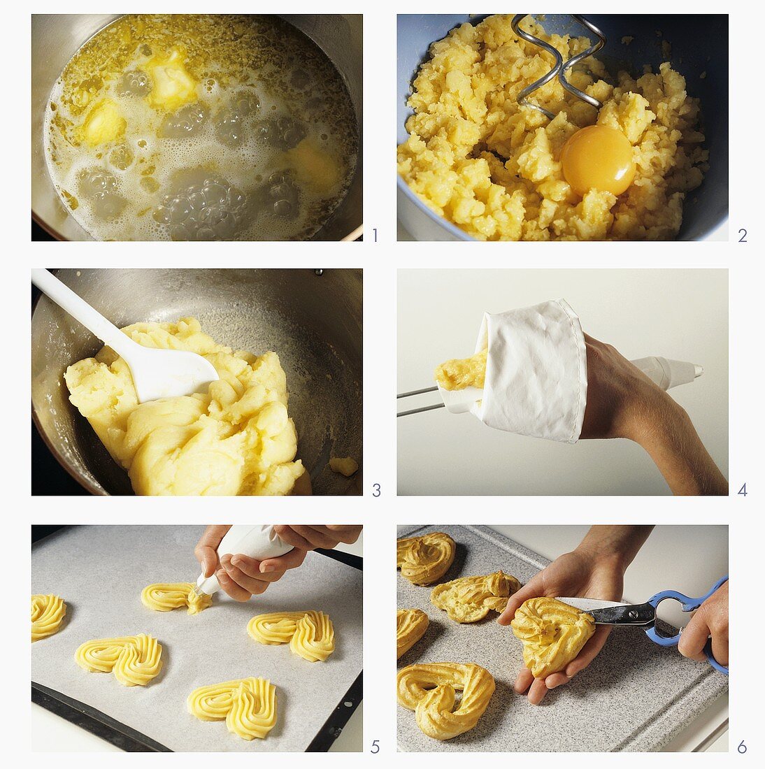 Making choux pastry mandarin hearts