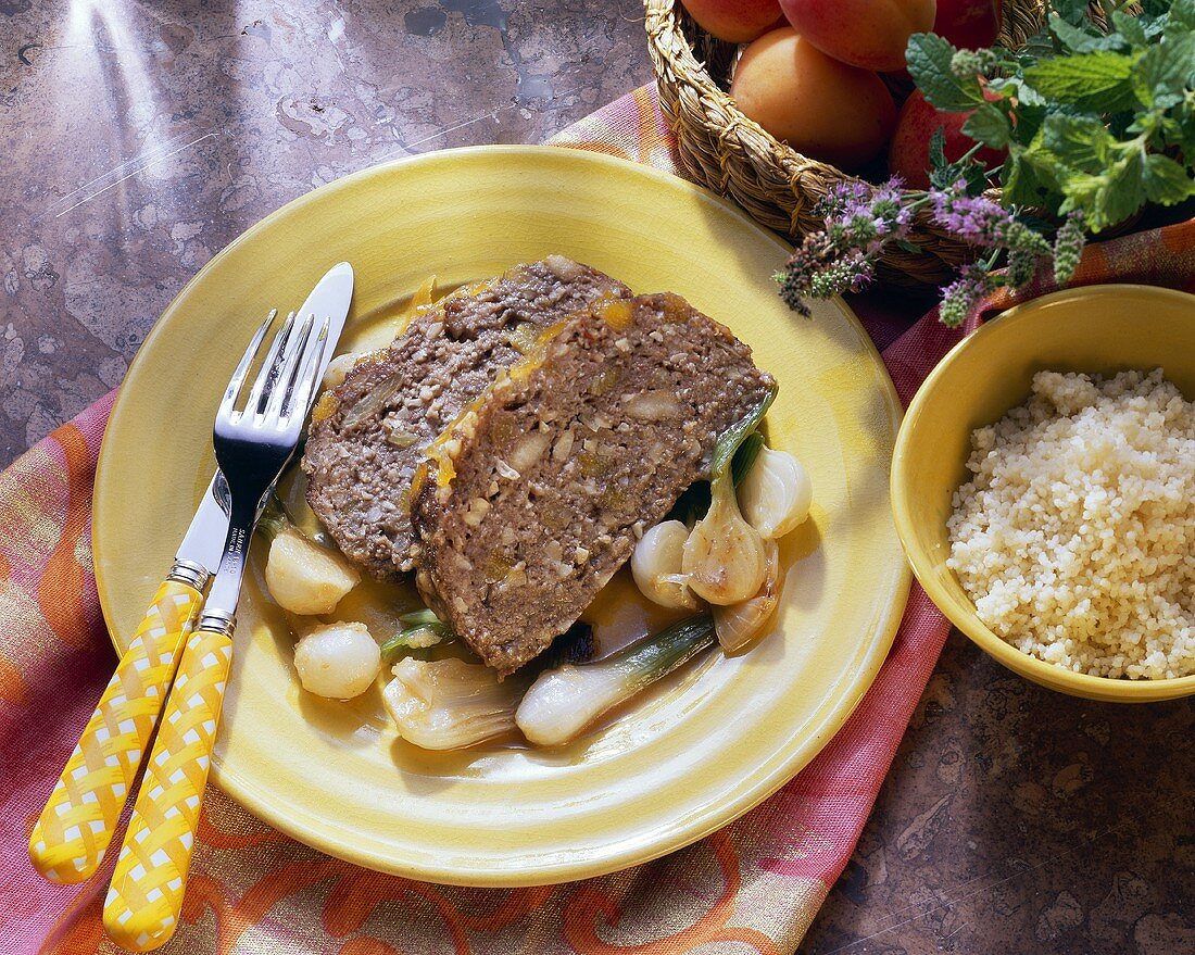 Middle Eastern meatloaf with dried apricots