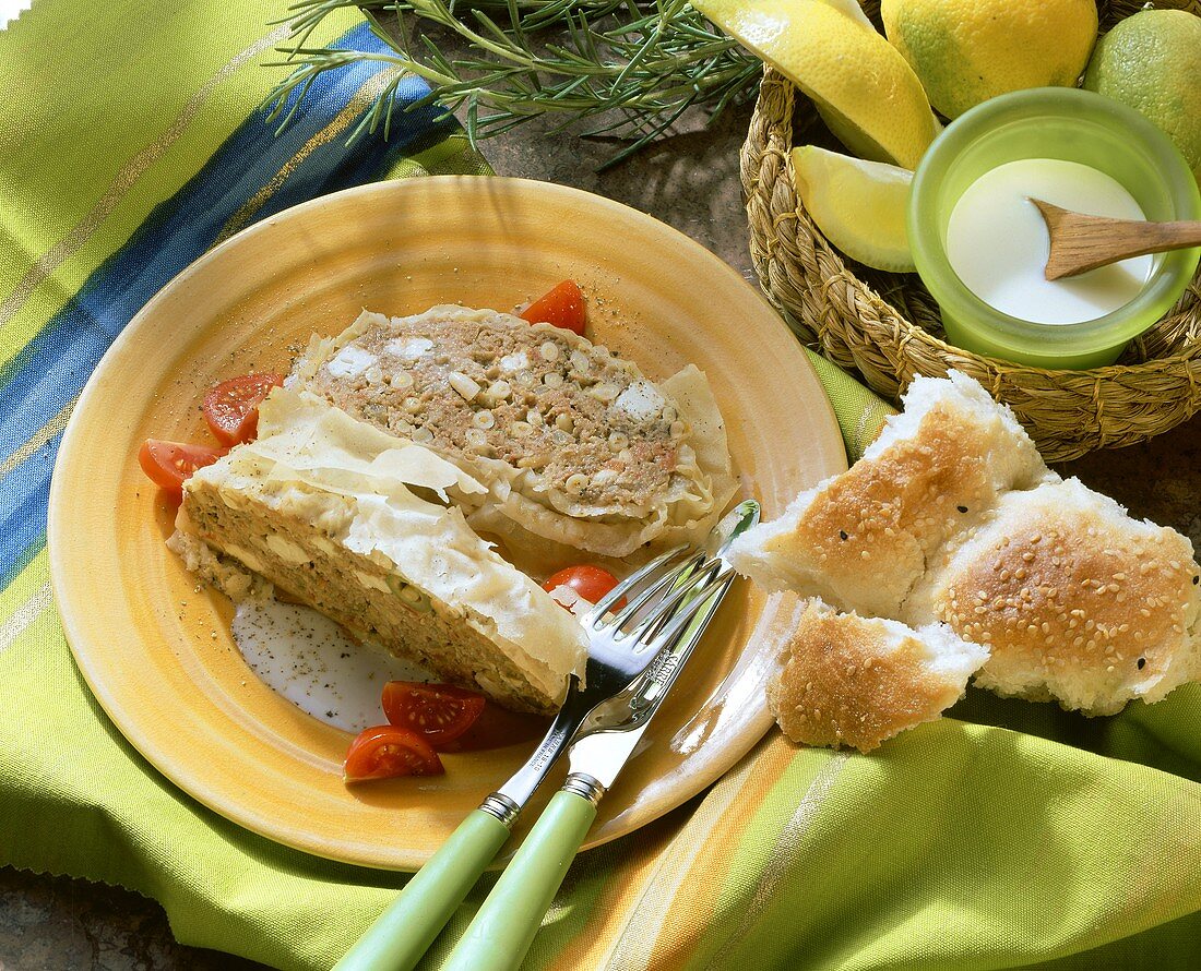 Greek meatloaf with sheep's cheese and pine nuts