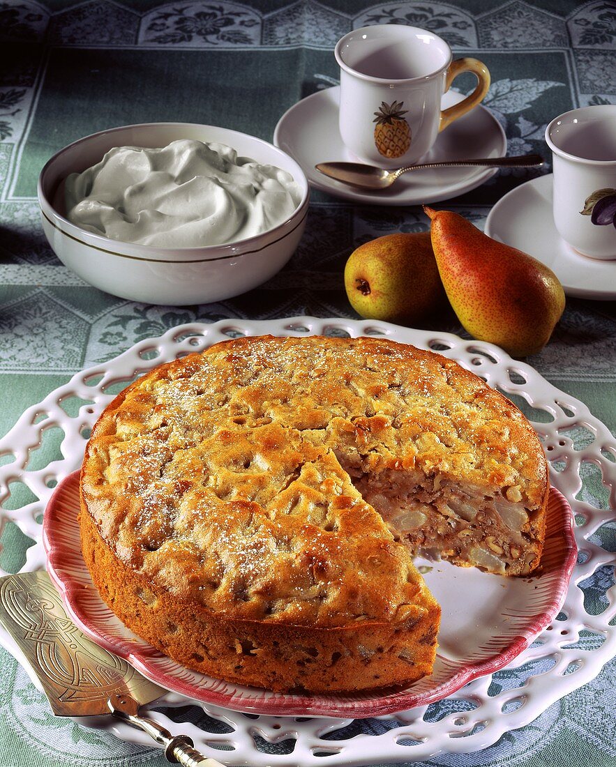 Pear and nut cake