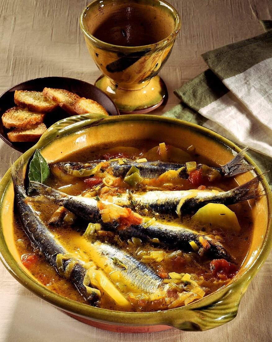 Sarde alla San Remese (Bouillabaisse mit Sardinen, Italien)