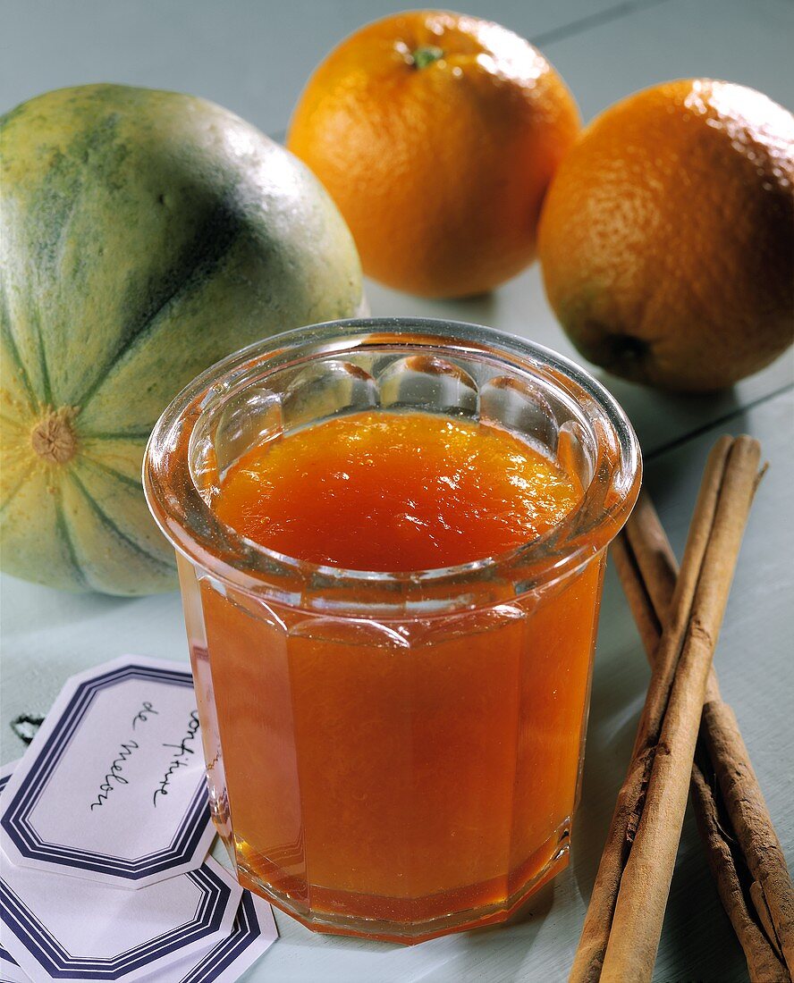 Orange and honeydew melon jam