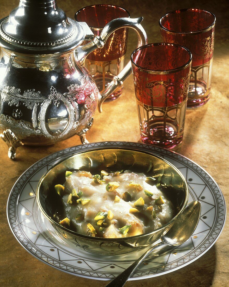 Egyptian rose mousse with pistachios