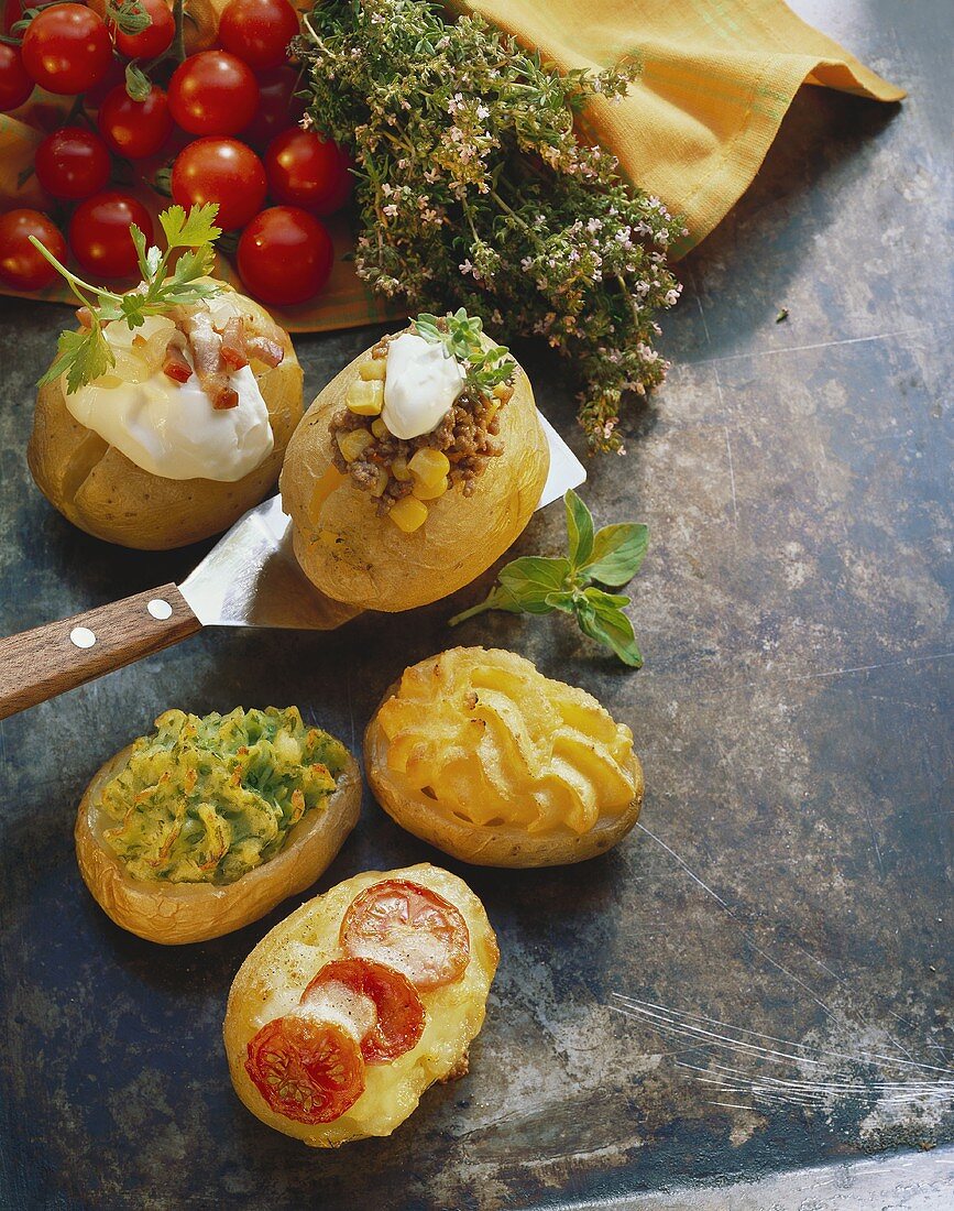 Gefüllte und gratinierte Ofenkartoffeln