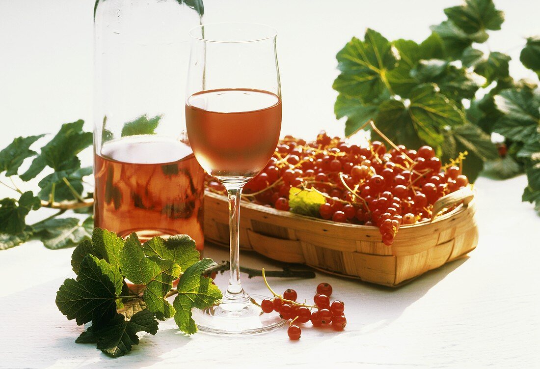 Home-made redcurrant wine