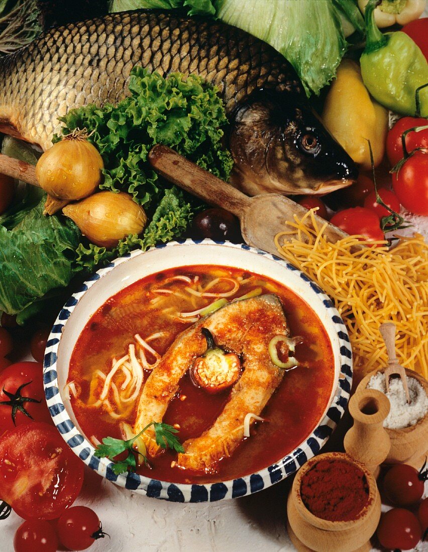 Hungarian fish soup with carp
