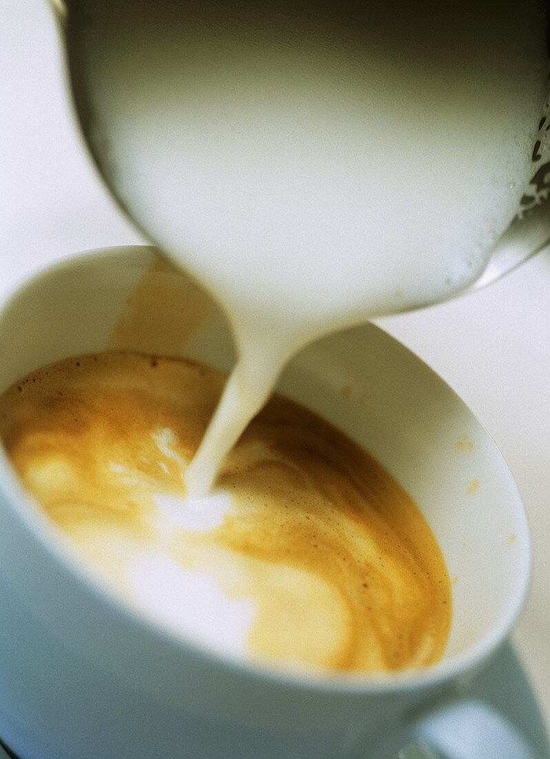 Cappuccino mit Milchschaum zubereiten