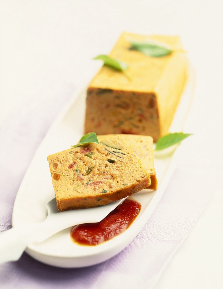 Vegetable terrine with paprika sauce
