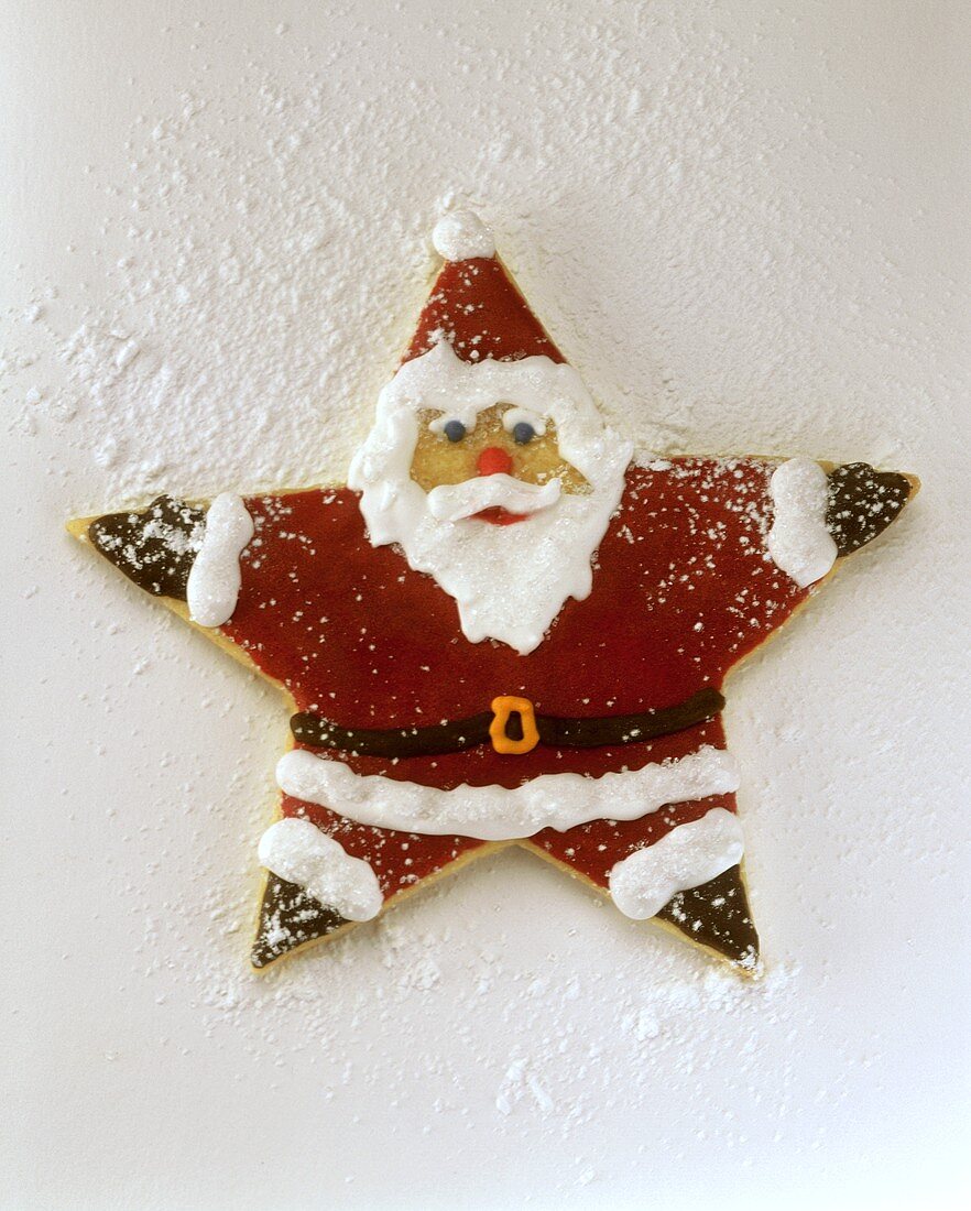 Father Christmas as star with coloured icing