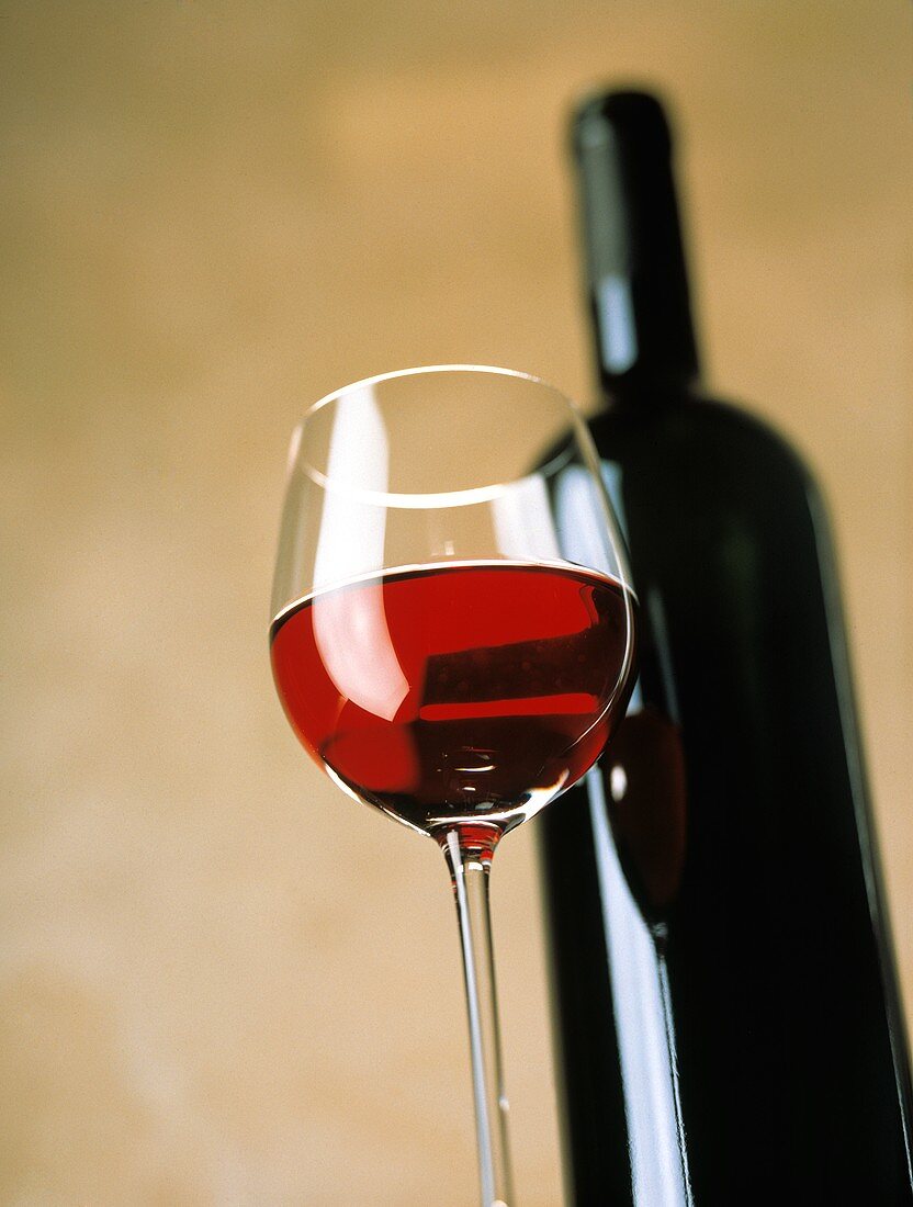 A Glass of Red Wine; Bottle