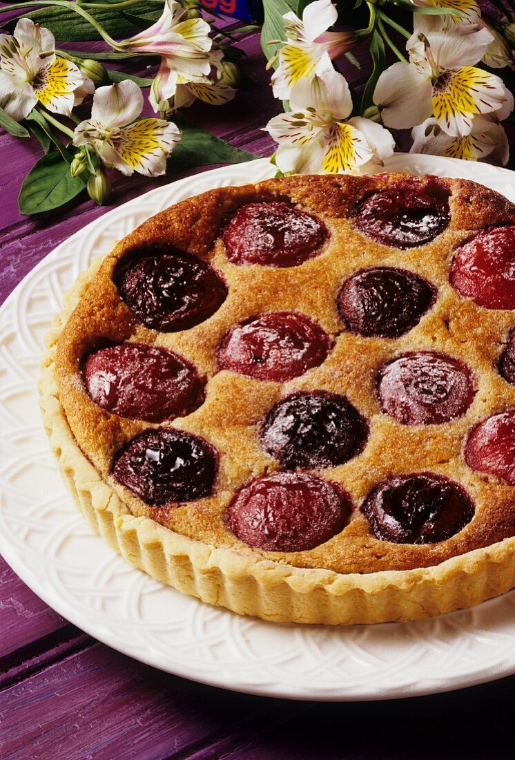 Plum tart with spices