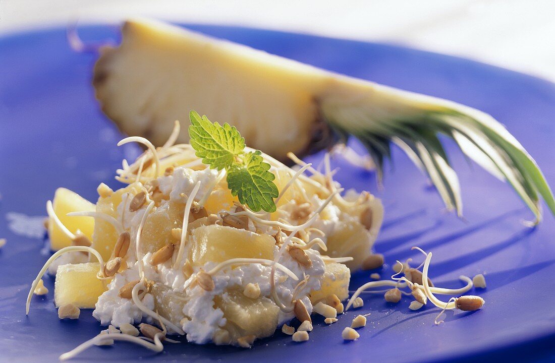 Pineapple cream cheese with sprouts