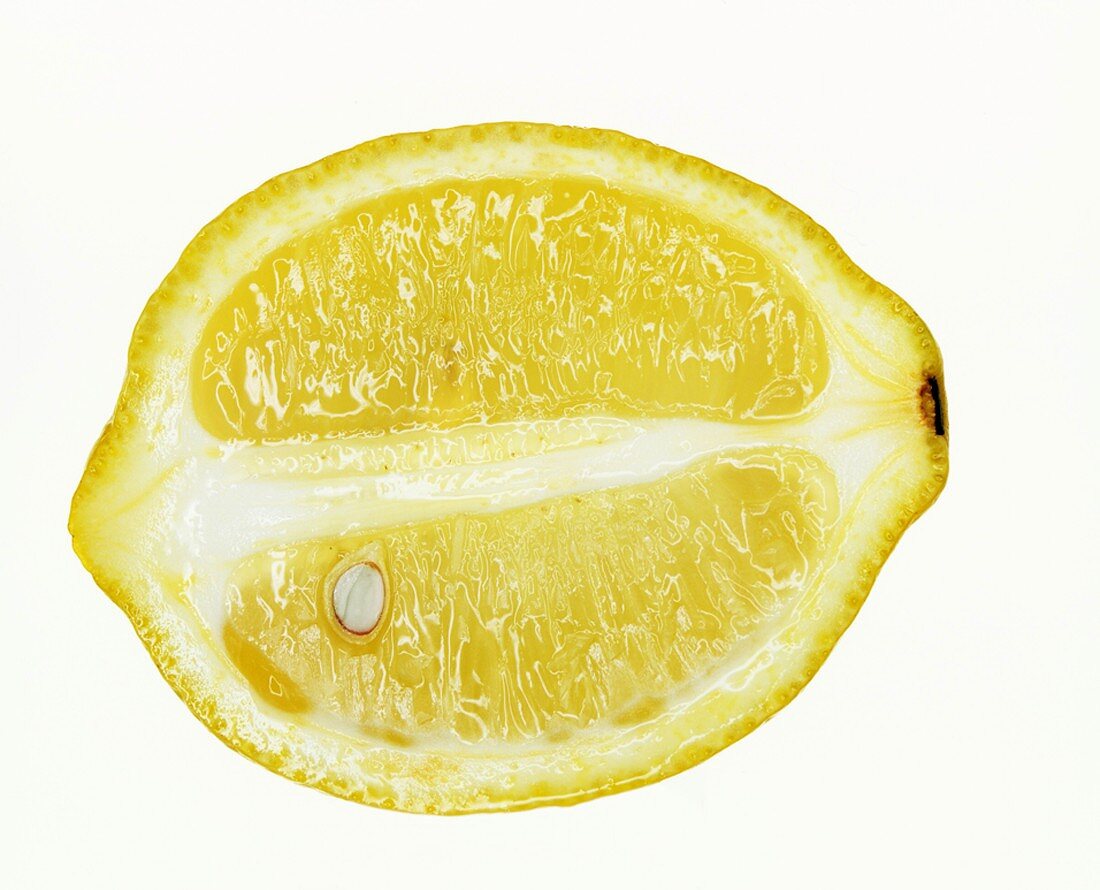 A lemon cut in half lengthways