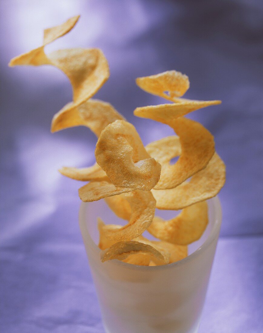 Spiral-shaped potato crisps