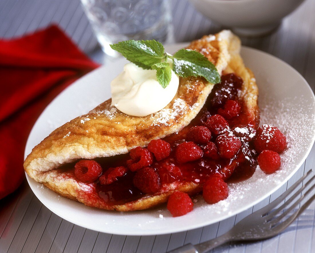 Pancakes with raspberry filling