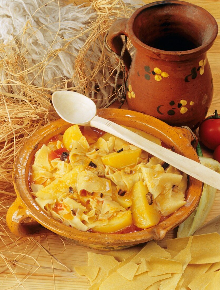 Hungarian noodle dish with potatoes (Slambuc)