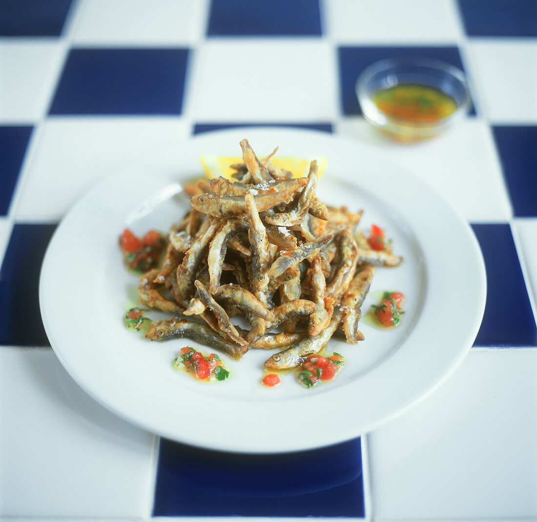 Fritto di sarde (deep-fried anchovies), Sicily, Italy