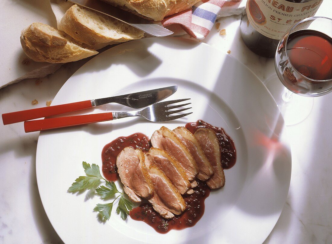 Sliced Duck Breast with Red Wine Sauce