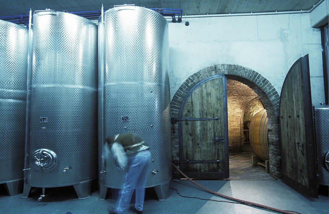 Wine tanks at Walter Skoff vineyard, Gamlitz, S. Styria
