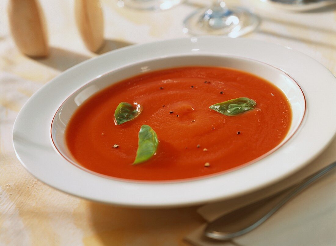 Tomato and carrot soup with basil