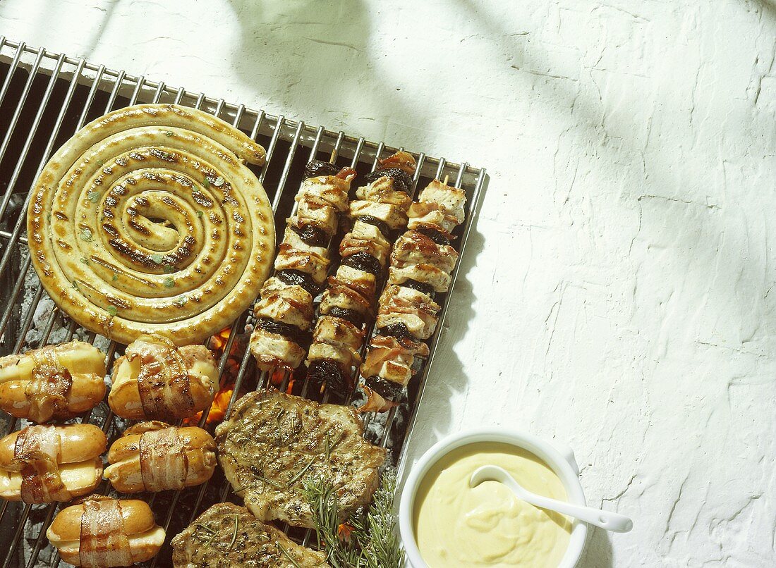 Meat kebabs, stuffed sausages, frying sausage & pork neck
