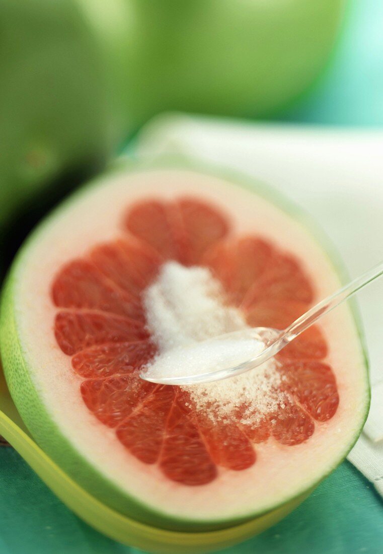 Half a grapefruit with sugar