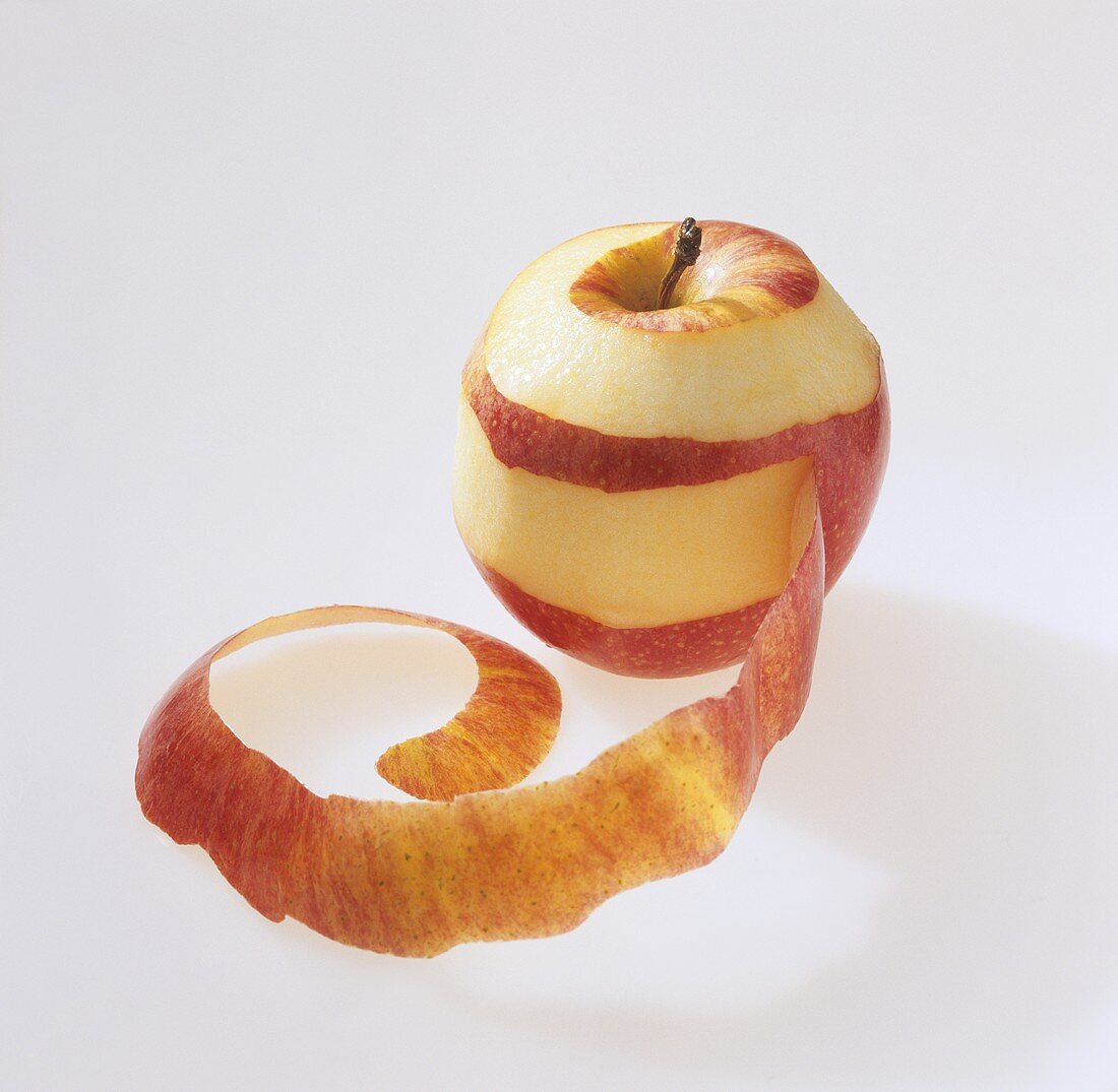 Peeling a Braeburn apple in a spiral