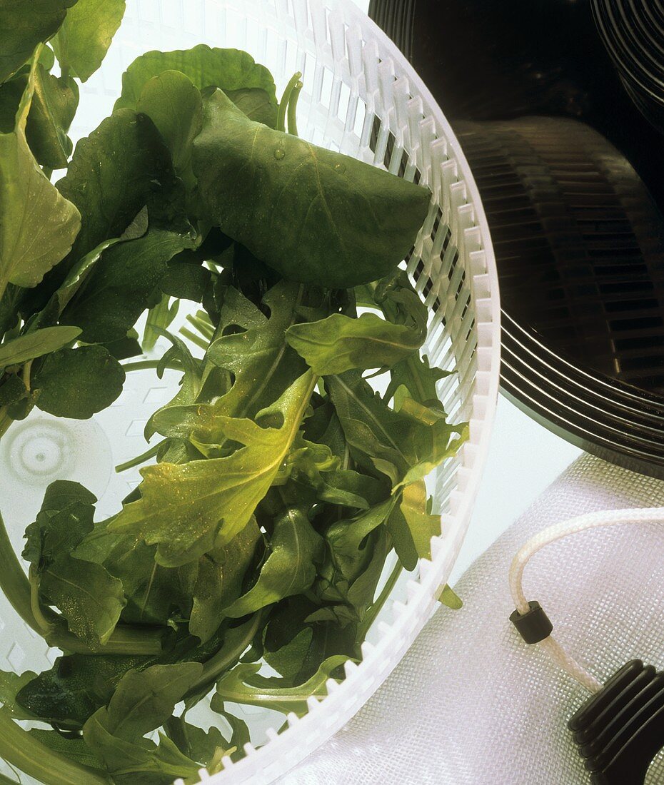 Spinning salad leaves