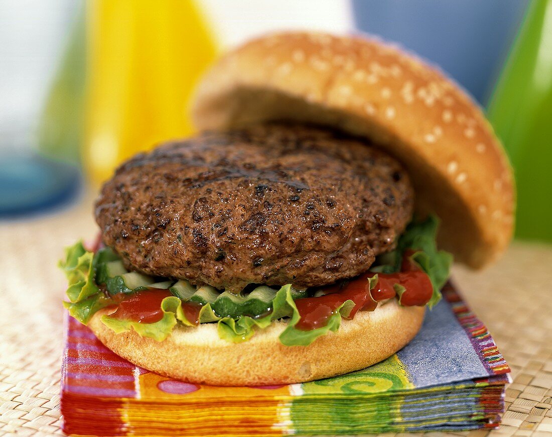 Beefburger in a sesame roll