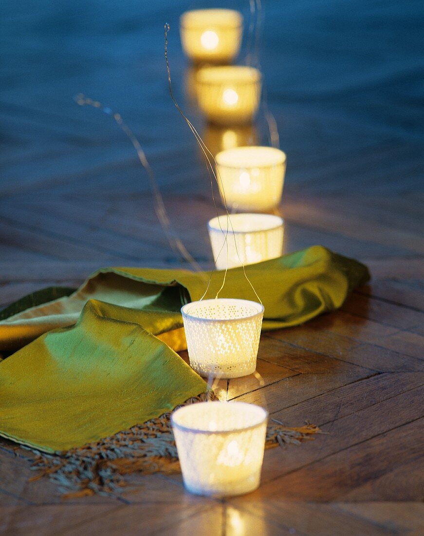 Tea lights as table decoration