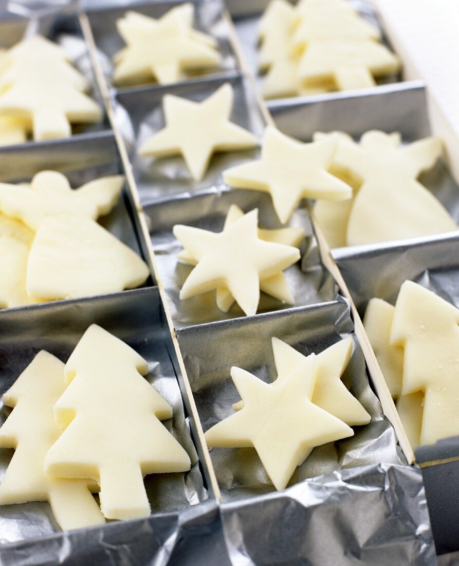 Peppermint cream stars and fir trees as gift