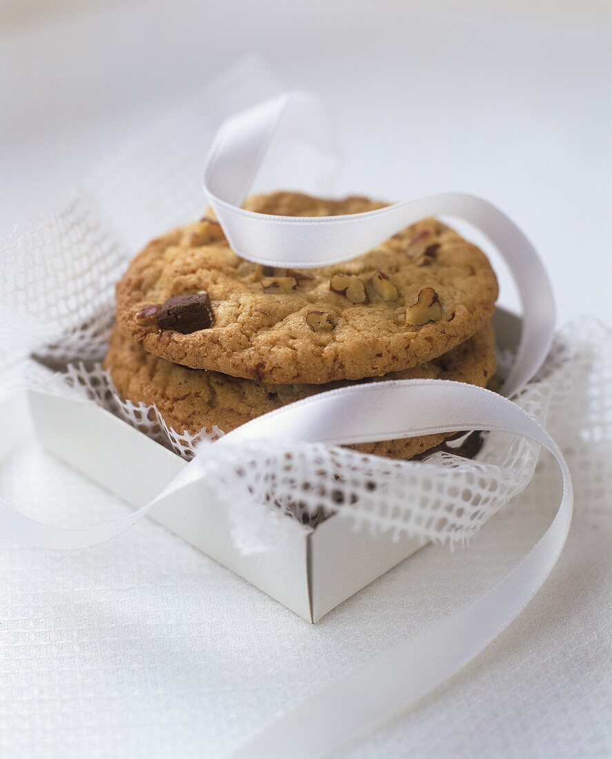 Chocolate chip cookies in gift packaging