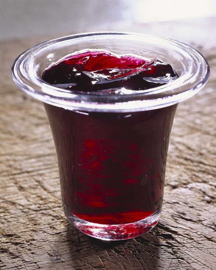 Red wine jelly in glass