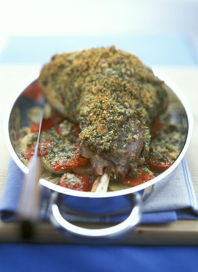 Leg of Lamb with Herb Crust
